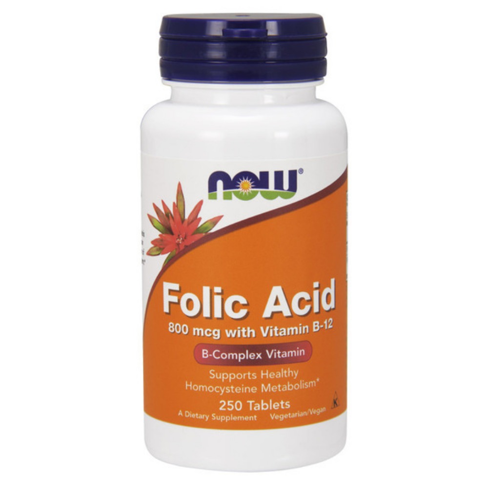 나우푸드 엽산 Folic Acid 800mcg + B-12 25mcg 250 Vegetarian Tablets