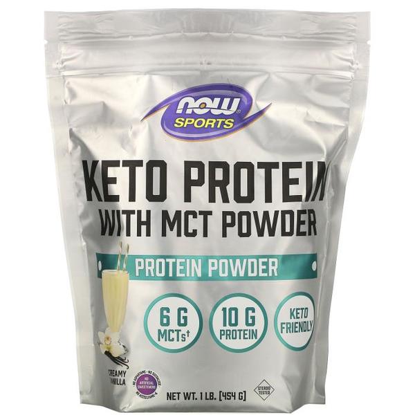Now Foods 나우푸드 Sports Keto Protein with MCT Powder Vanilla Cream 1 lb (454 g)